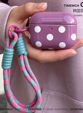 TimeMch 玫红白波点 适用于airpods4保护壳airpodspro3保护套苹果耳机二三代耳机壳艺术小众简约高级韩国菲林