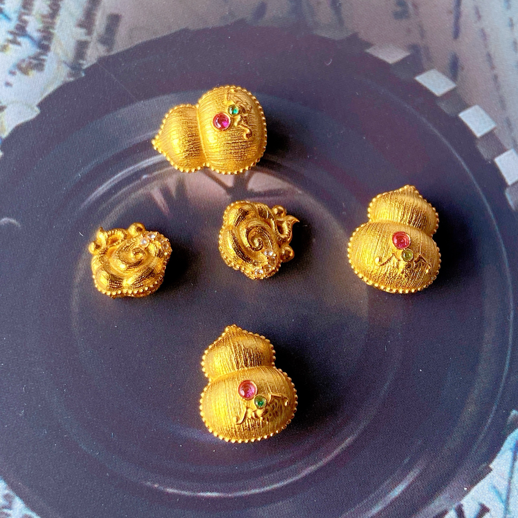 纯银镀金葫芦配件通孔隔珠diy手链项链配饰手工编绳配饰祥云大孔