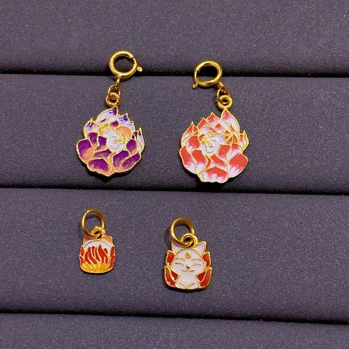 全新s925银镀金烧蓝九尾狐吊坠滴流diy手串项链挂坠纯银狐狸配件