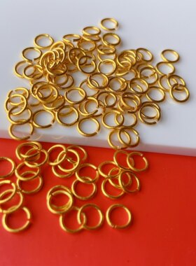 全新古法沙金开口环diy手链项链吊坠链接扣圈圈5mm6mm开口圈