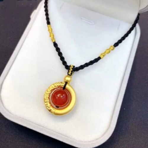 黄金热卖古法沙金相思豆圈圈祥云扣diy手链项链配饰手工原创吊坠