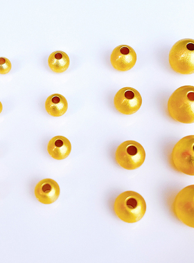 新款古法沙金配件古法金珠原创diy手工大孔通孔隔珠女手链编织材