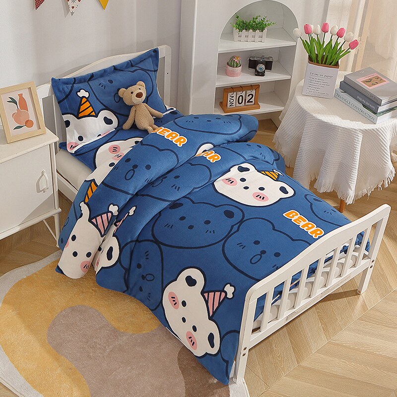 牛奶绒冬季儿童婴幼儿加绒保暖120x150幼儿园单被套定做100x120cm