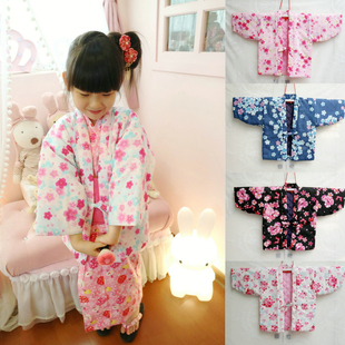 外贸日系女童夹棉半缠半天棉袄羽织樱花外套和风宝宝童装