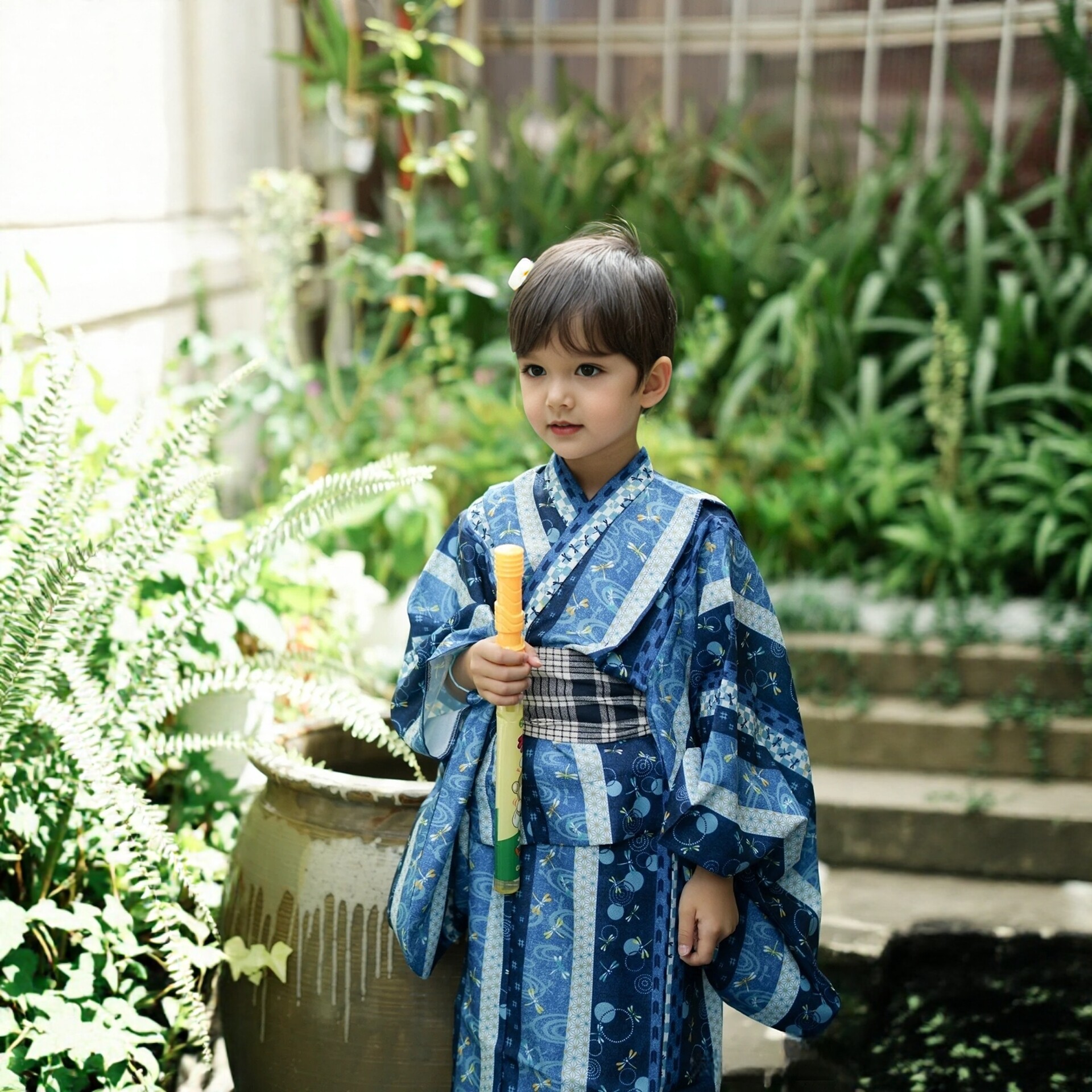 外贸日系男儿童正装振袖和服配腰带日系七五三浴衣蜻蜓宝宝