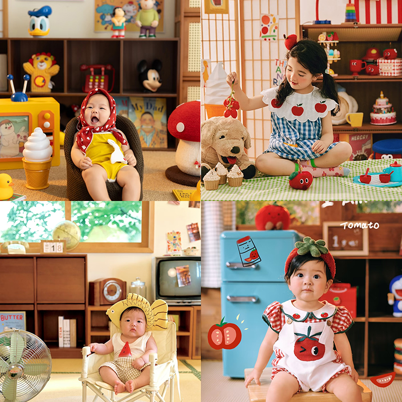 胶片风复古怀旧日系儿童拍照背景纸宝宝写真儿童摄影夏日写真背景