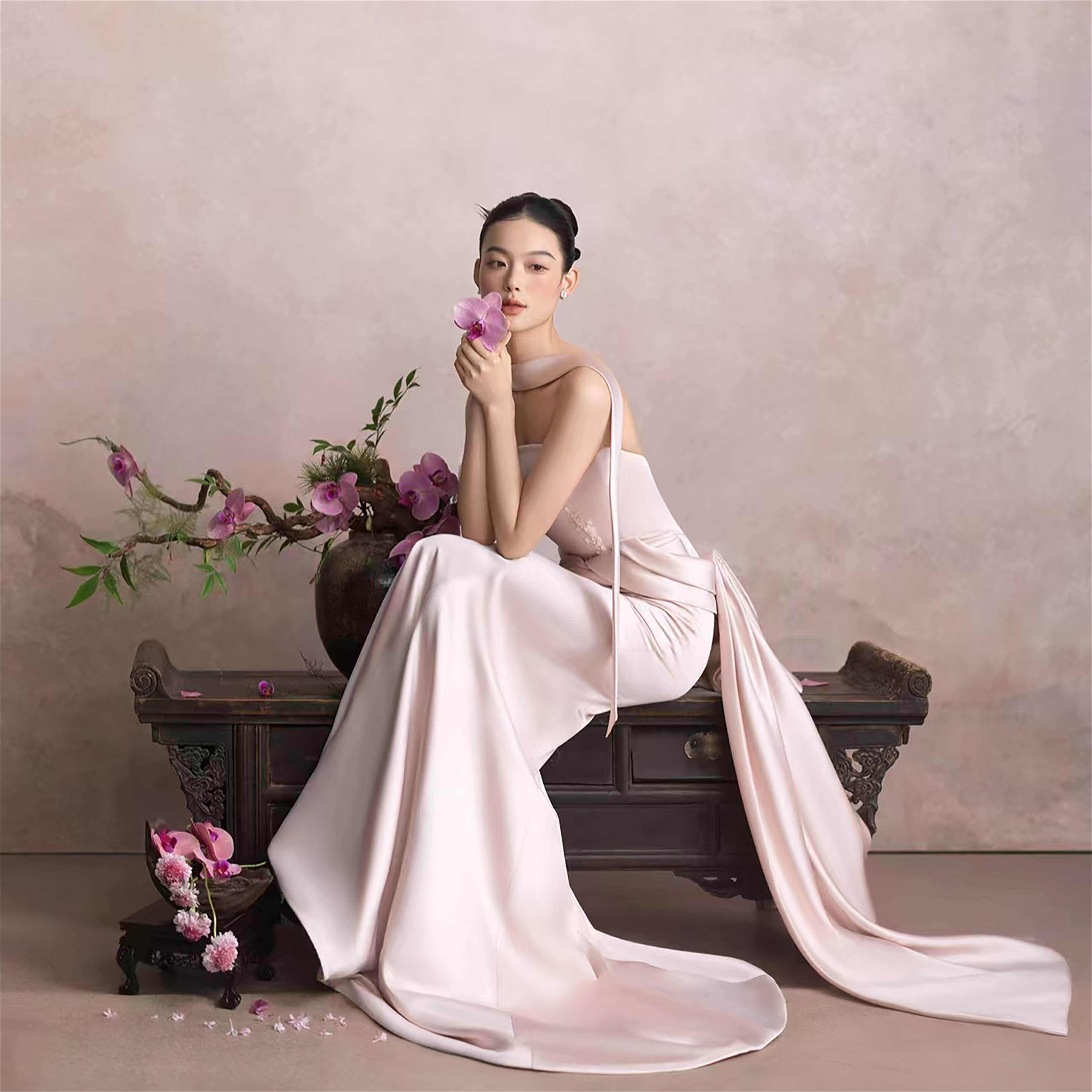 影棚婚纱粉色油画拍照摄影背景布室内高级婚纱写真拍照背景纸
