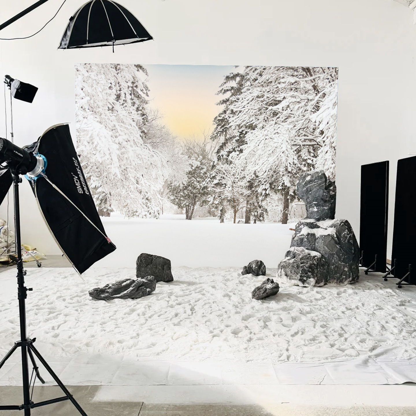 冬天雪山树林拍照背景布直播间雪景布置背景纸室内雪景喷绘背景纸