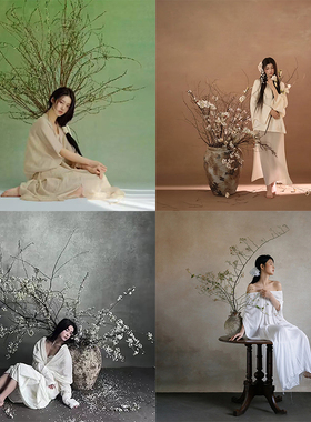 影棚婚纱灰色清冷风油画摄影背景布室内高级孕妇写真拍照背景纸