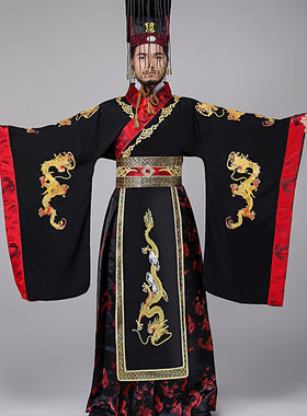 男士黑色刺绣秦始皇大臣款古装