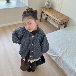 GLP KISS韩系童装25冬季新女童气质绗棉花苞娃娃棉衣棉服外套柔软