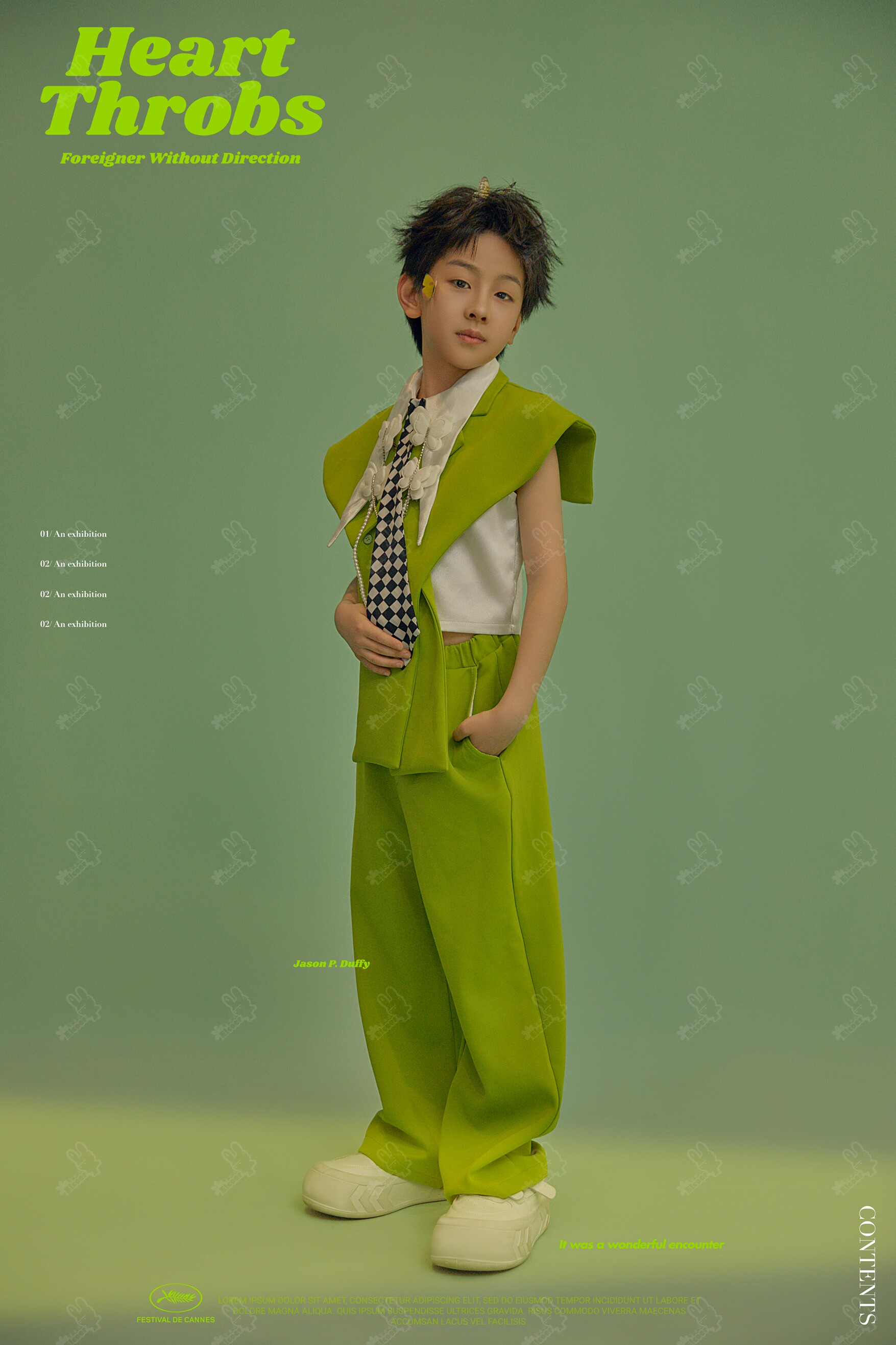 多巴胺男童影楼薄荷曼波色系拍照影楼走秀潮服儿童摄影演出服装