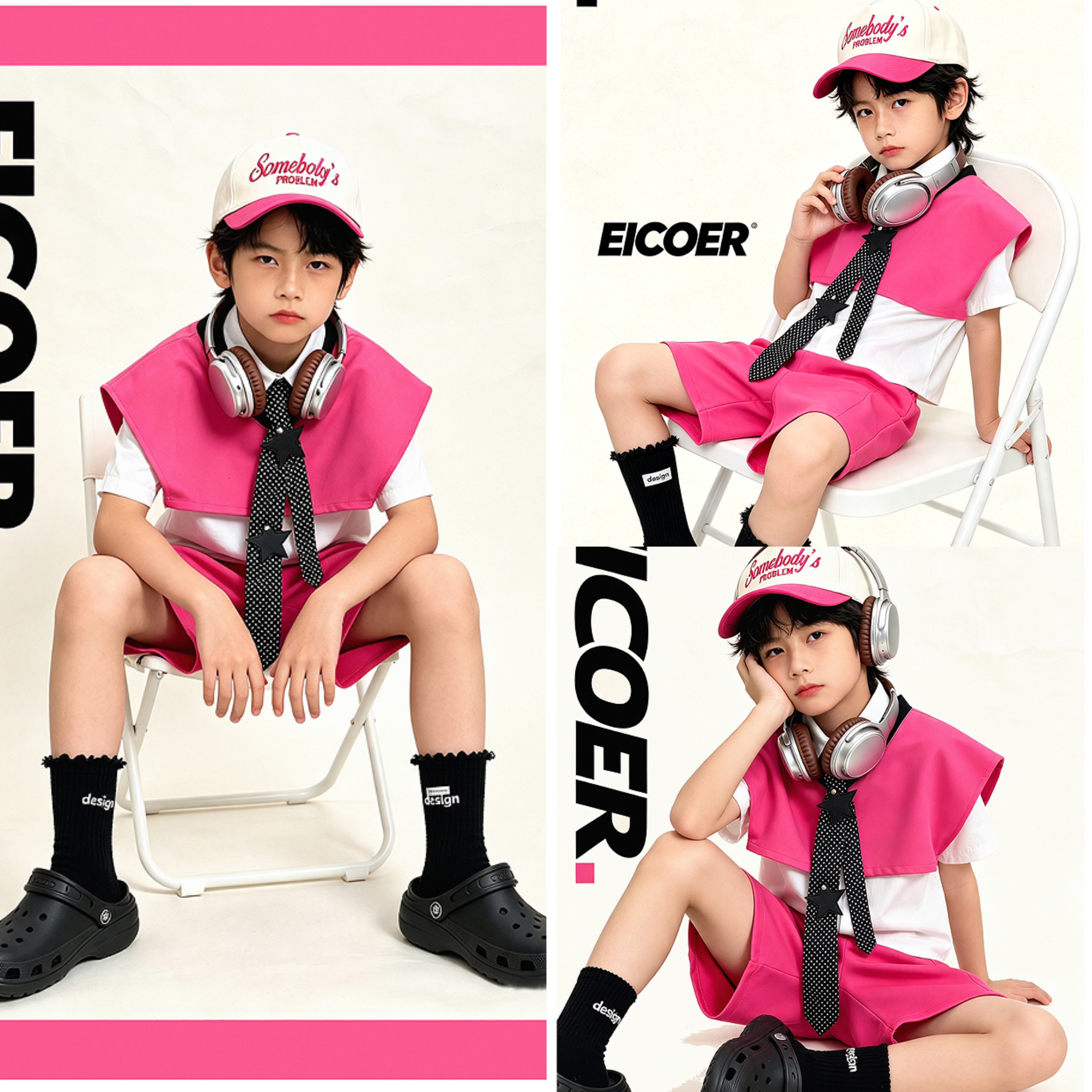 新款儿童摄影服装影楼拍照写真潮服男童潮酷嘻哈宽松工装表演套装