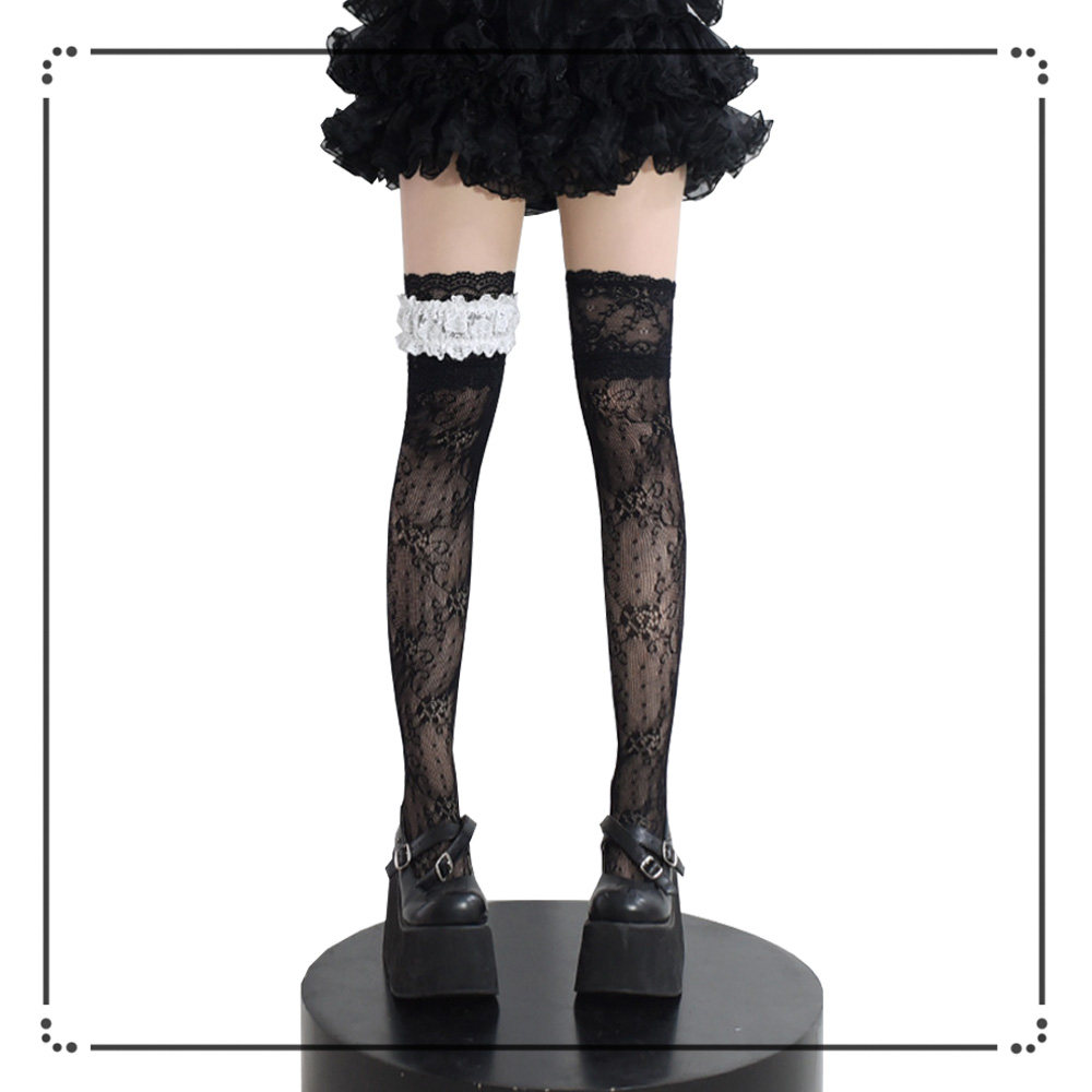 洛丽塔蕾丝花边高筒袜Lolita少女镂空绑带蝴蝶结过膝袜亚文化丝袜,女士内衣/男士内衣/家居服,长筒袜,淘宝优惠券,粉丝福利购,淘宝优惠卷