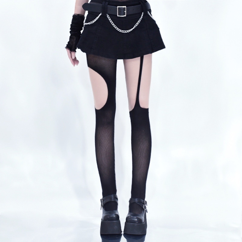 y2k原宿朋克洛丽塔吊带连裤袜