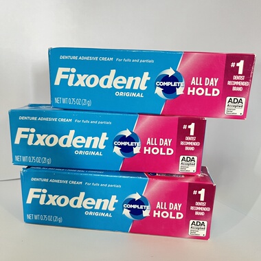 美国Fixodent假牙固齿剂固定假牙稳固剂义齿黏合剂霜21克