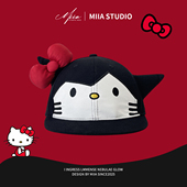 恶搞卡通kt刺绣蝴蝶结拼接嘻哈辣妹棒球帽童趣礼物鸭舌帽平檐帽潮