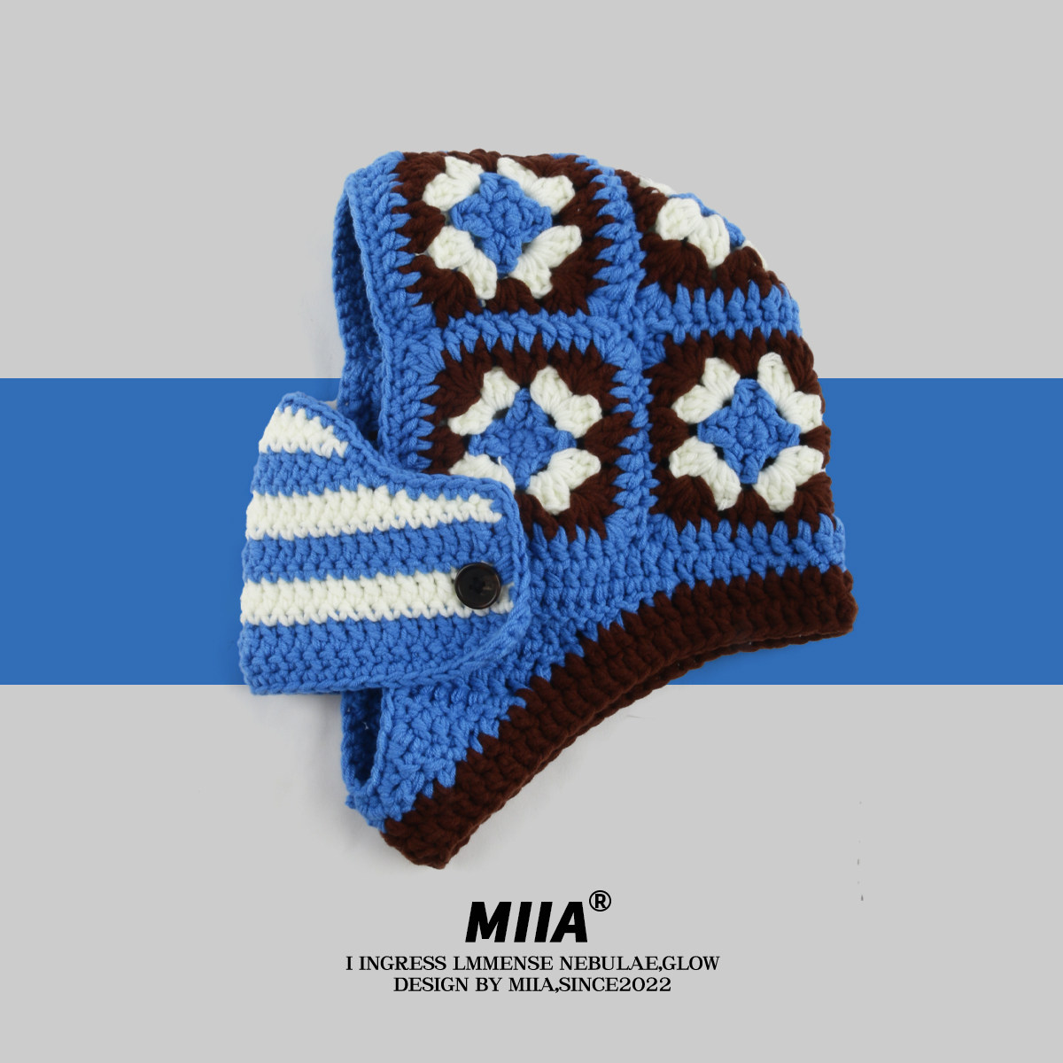 权志龙gd祖母格花朵条纹拉法帽子口罩一体毛线帽保暖套头雷锋帽潮