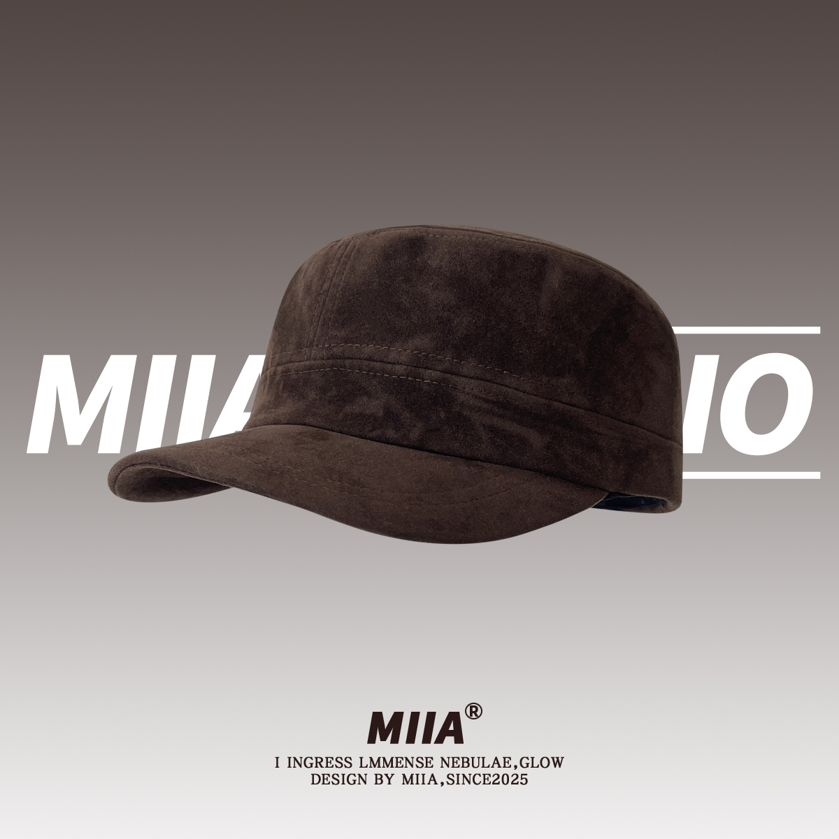 2025日系古早麂皮绒纯色平顶帽马术帽鸭舌帽显脸小百搭秋冬棒球帽