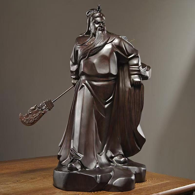黑檀实木雕刻关公财神爷神像摆件装饰工艺品店铺公司供奉开业送礼