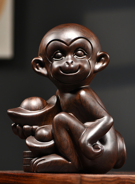 猴子木雕摆件镇宅招财十二生肖工