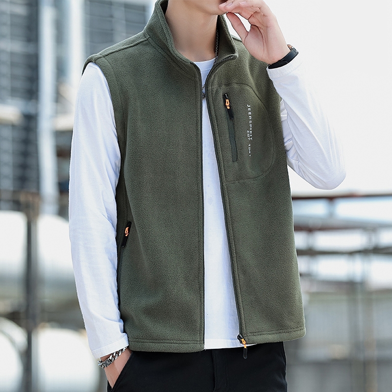 JEEP吉普摇粒绒马甲男抓绒马夹