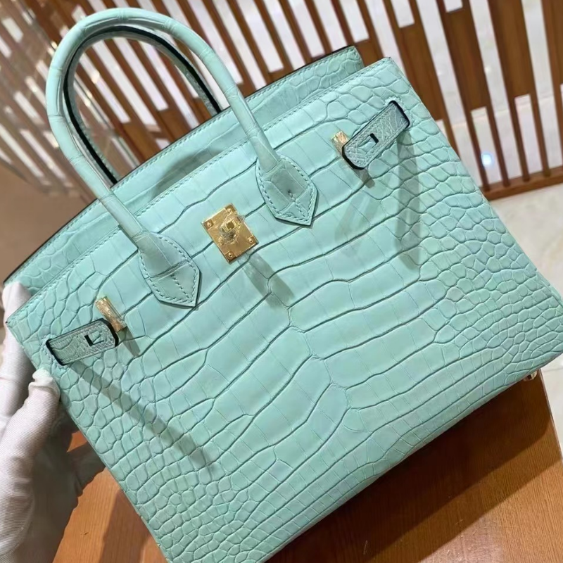 纯手工定制美洲鳄铂金包25H家雾面哑光手缝女包皮可挑选手提包