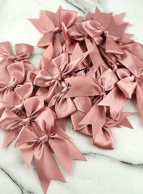 DIY手打4cm宽 粉色缎带蝴蝶结涤纶缎蝴蝶结花花边工艺装饰品