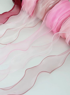 6cm鱼尾纱丝带拷边纱带雪纱鲜花包装蛋糕扎带编织带彩带4.5米/卷