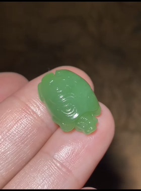 天然精品和田玉碧玉商龟 苹果绿颜色非常漂亮 正品带证书全国复检