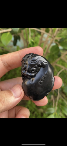 新疆籽料墨玉貔貅回头兽证书老店