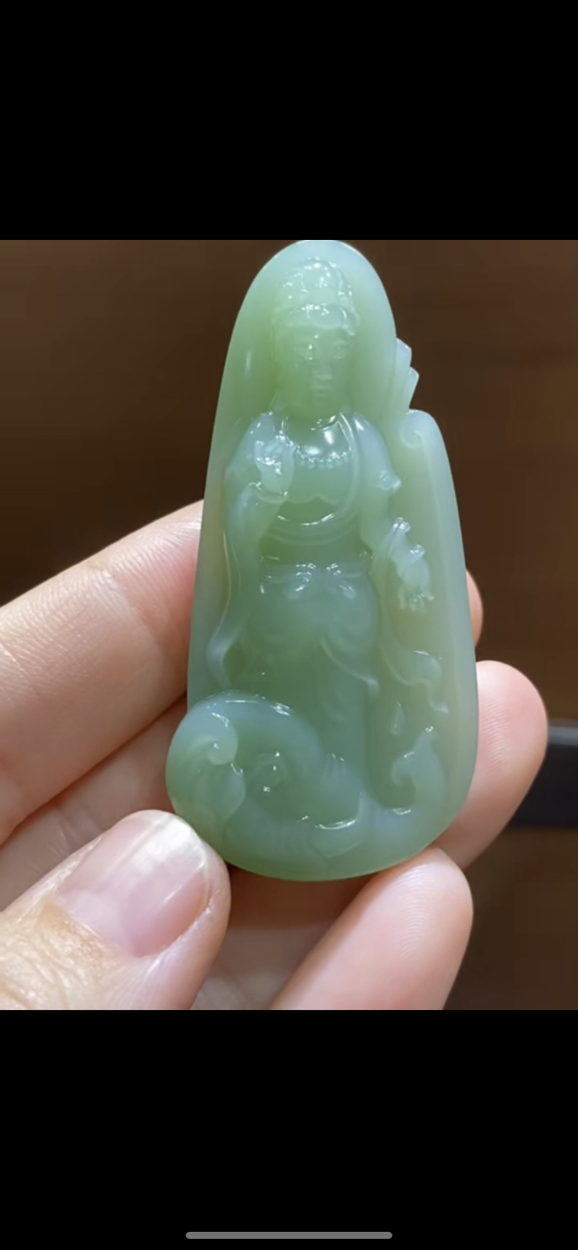 高品质和田玉碧玉粉绿普贤观音 颜色纯正油性脂粉到位 59*30*10mm