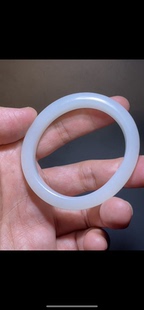 油性脂粉足 新疆和田玉籽料 小圈口贵妃手镯 一级白 51mm 圈口50