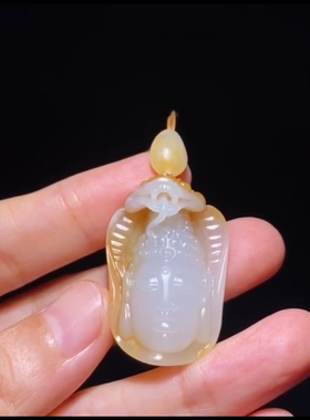 精品如来观音新疆和田籽料鸿运当头白度一级细度过灯33×23×14mm