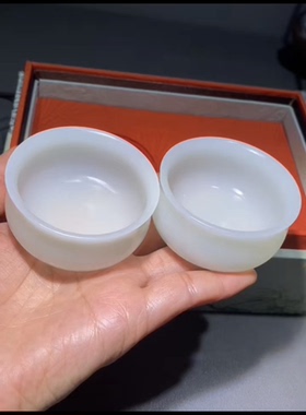 精品新疆和田玉籽料 茶杯 鸡缸杯一级老熟 玉种老糯 高33mm宽61mm