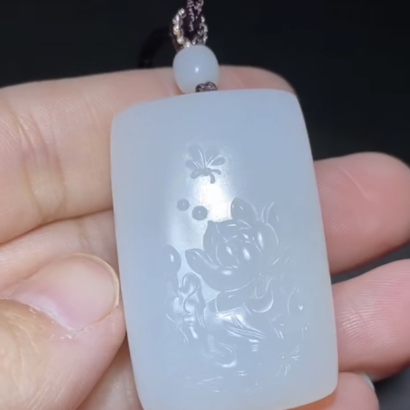 新疆和田玉籽料 荷花牌 清廉牌 一级白细 牌子正气 挂件 挂牌