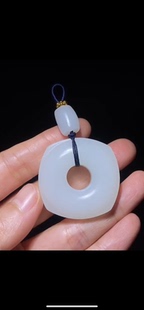 精品新疆和田玉籽料方平安扣 玉琮 老熟 玉种糯 温润细腻35-12mm