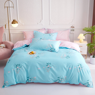 小清新风床上纯棉四件套全棉被套床单厂家大学生宿舍三件套