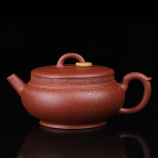 宜兴紫砂 工艺师蒋惠和石刻绘玉鼎壶 原矿降坡泥 手工紫砂壶 精品