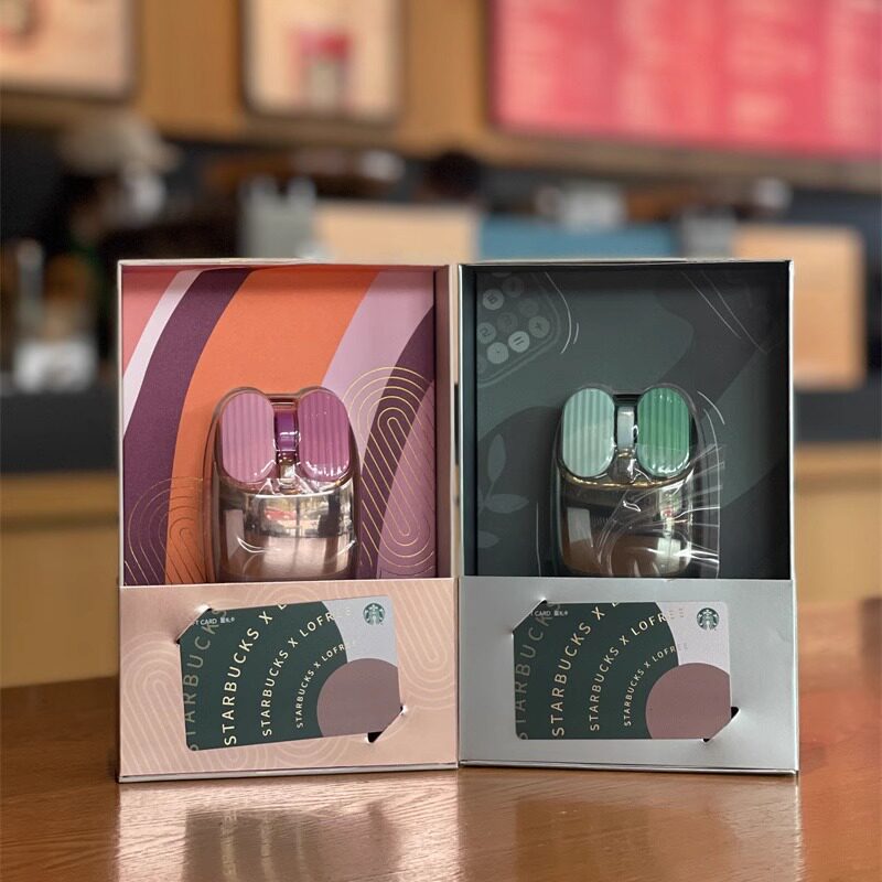 星巴克洛斐合作款鼠标联名亮色玫瑰金经典绿无线蓝牙可充电计算器