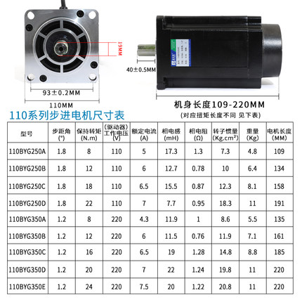 新品110/130步进电机套装驱动器马达混合式大功率大扭矩两相三相2