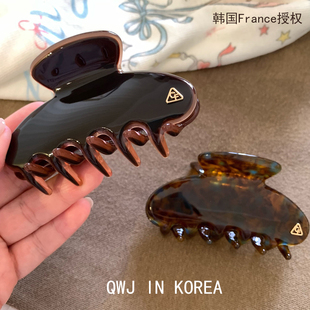 韩国进口CF金标高货加厚醋酸中号椭圆发抓鲨鱼夹优雅气质法式发夹