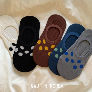韩国进口撞色波点船袜春夏薄款 防掉跟袜子 透气凉快浅口袜短袜女式