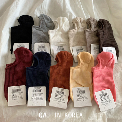 韩国进口ENTA纯色坑条软兜船袜