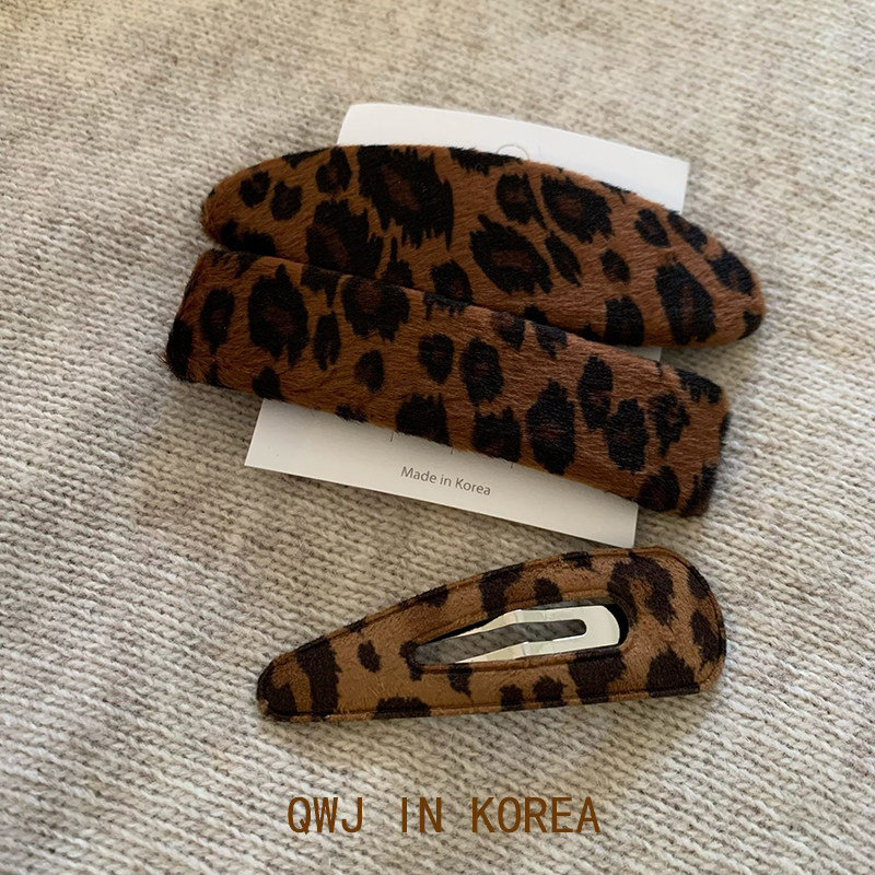 棕色豹纹 韩国进口ins毛绒三角刘海夹秋冬绒面BB夹边夹发夹弹簧夹,饰品/流行首饰/时尚饰品新,发饰,淘宝优惠券,粉丝福利购,淘宝优惠卷