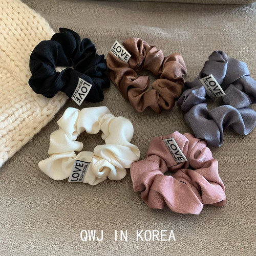 韩国进口发圈LOVE纯色缎面肠圈