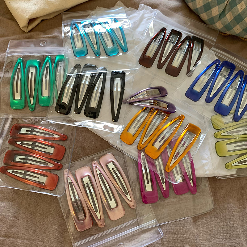 韩国老板娘同款彩色果冻三角BB夹