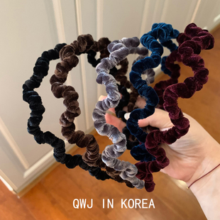 推出高颅顶 韩国进口发箍丝绒缠绕波浪头箍秋冬舒适百搭复古发卡