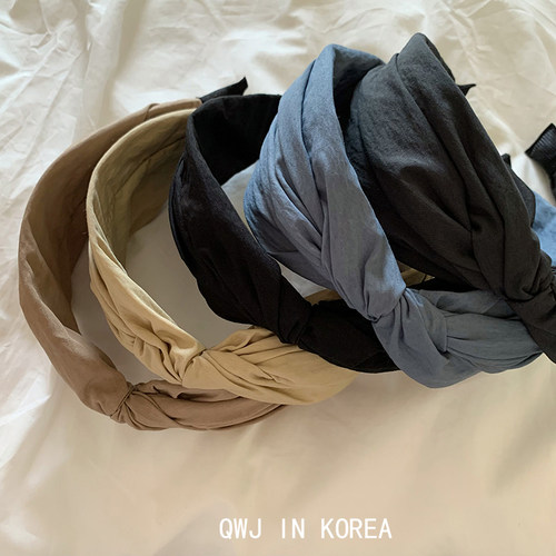 韩国纯色水洗棉布艺发箍发卡