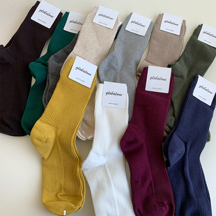 店主自穿5年爆好纯色森女堆堆袜韩国进口ins博主中筒袜子棉袜女